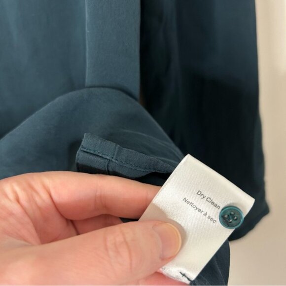 Aritzia Babaton Tie Front Blouse Forest Green Teal Scoop neck Size Drapey XXS - Picture 9 of 11